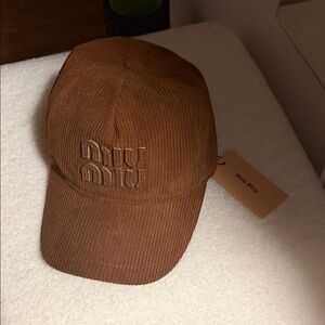 Miu Miu Brown Corduroy Cap